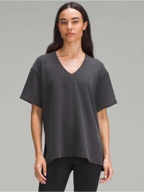 Lululemon Black Ribbed Oversized Softstreme Relaxed-Fit T-Shirt Women’s Size 12